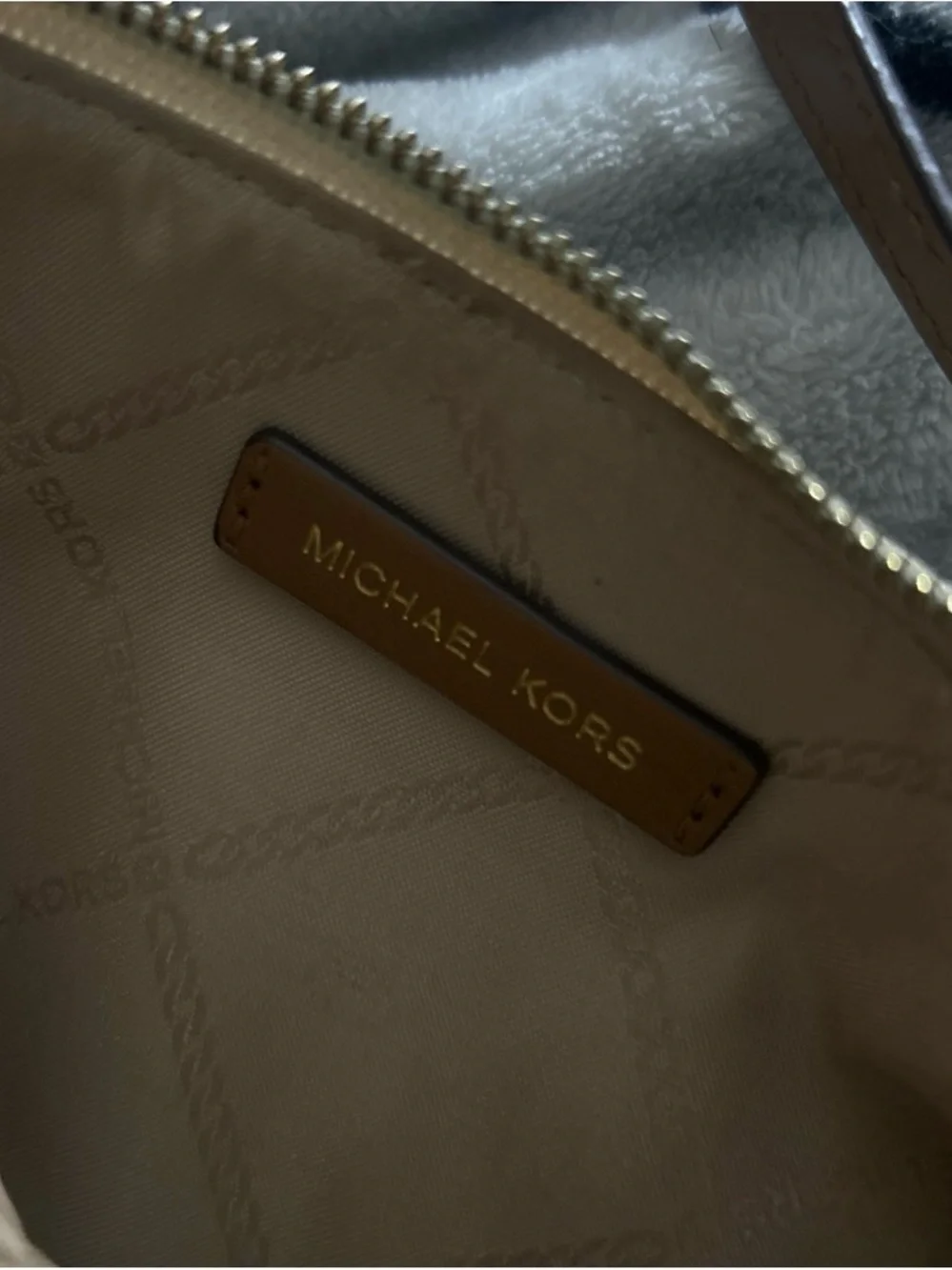 Michael Kors Cream Beige Wristlet Clutch with Gold Hardware
